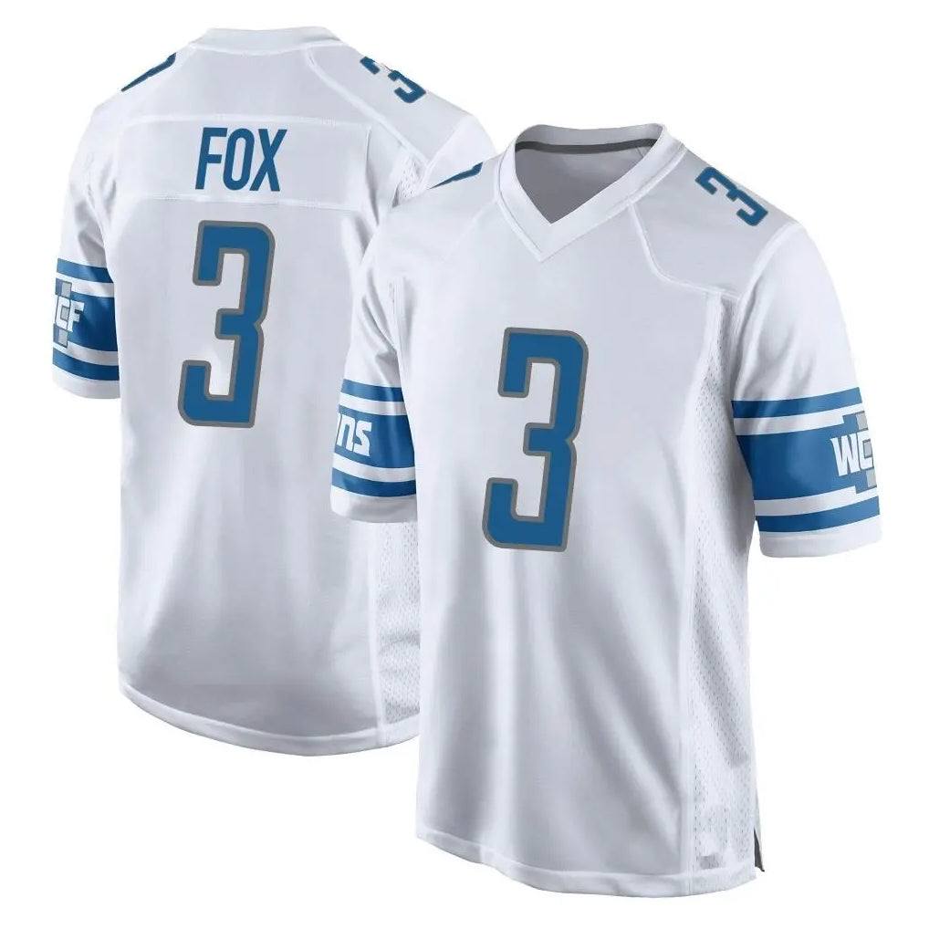 D.Lions #3 Jack Fox Player White Home Game Jdoa Stitched Jerseys
