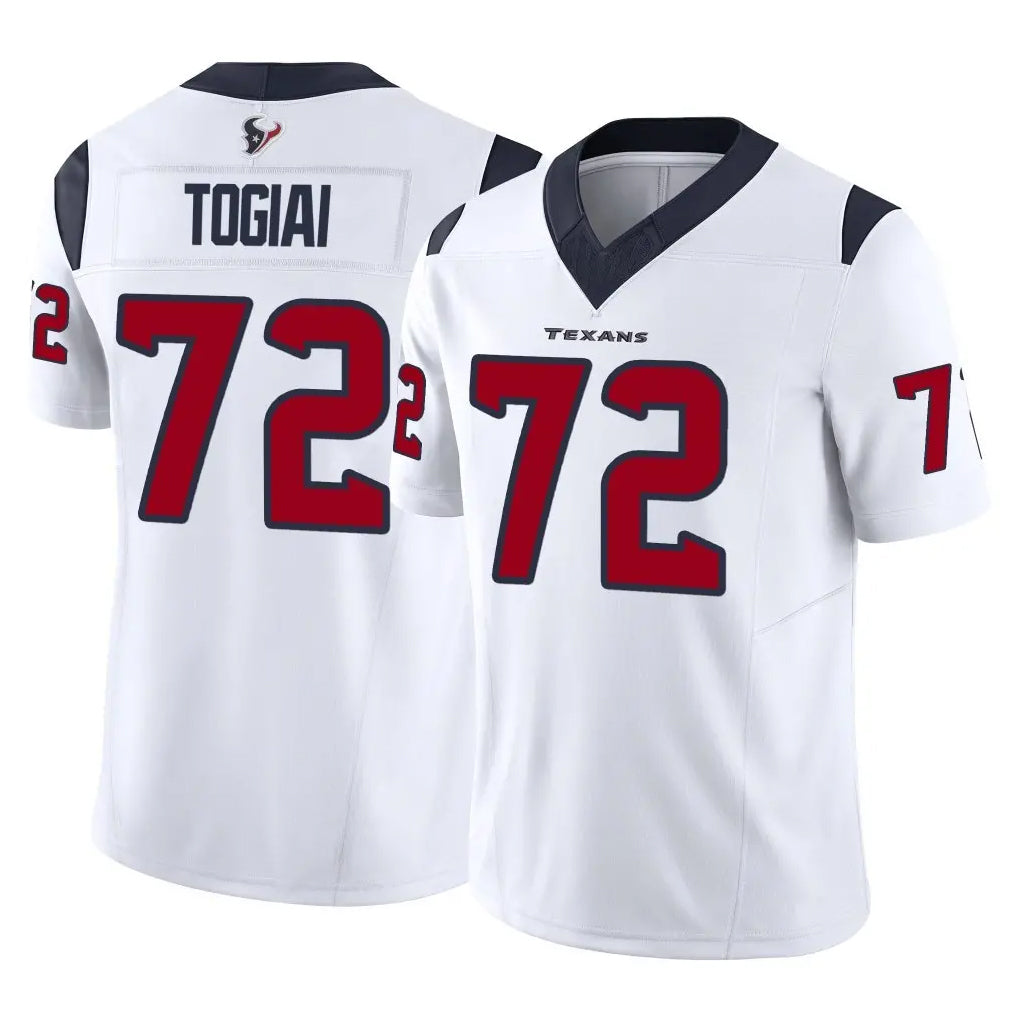 H.Texans #72 Tommy Togiai Player White Limited Vapor F.U.S.E. Home Game Jdoa Stitched Jerseys
