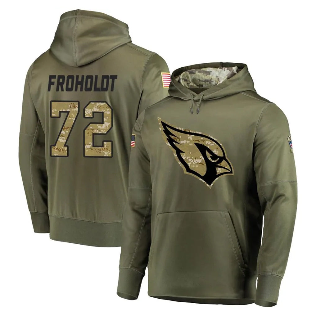 A.Cardinals #72 Hjalte Froholdt Player Olive Salute to Service Pullover Hoodie Home Game Jdoa Stitched Jerseys