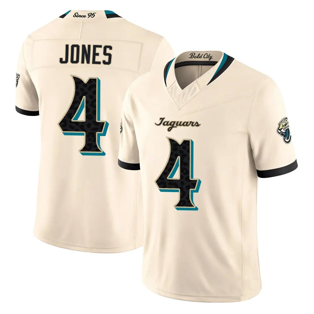J.Jaguars #4 Jarrian Jones Player Natural Limited 2026 Rivalries Collection Game Jdoa Stitched Jerseys