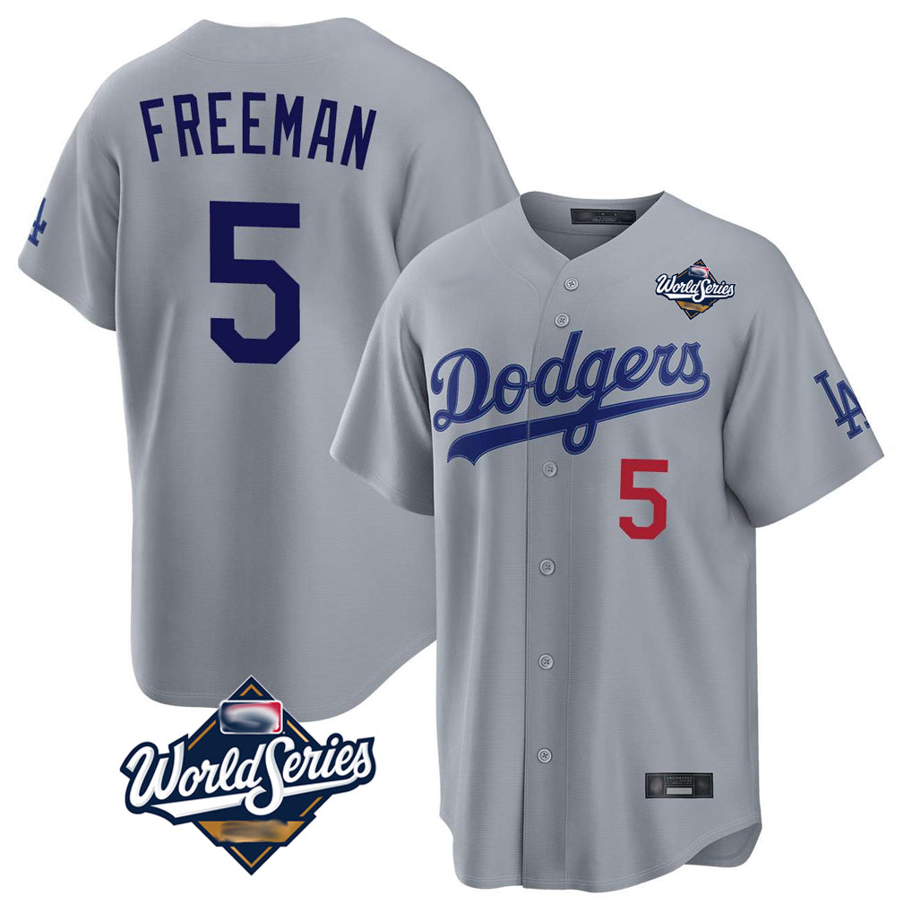 LA.Dodgers #5 Freddie Freeman Player Gray World Series Game Home Jdoa Stitched Jerseys