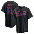 NY.Mets #12 Francisco Lindor Player Black Alternate Home Game Jdoa Stitched Jerseys