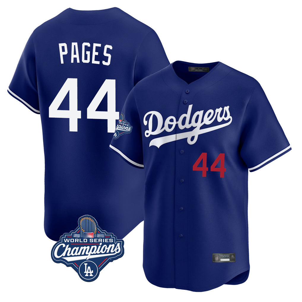 LA.Dodgers #44 Andy Pages Player Royal World Series Meet Limited Home Jdoa Stitched Jerseys