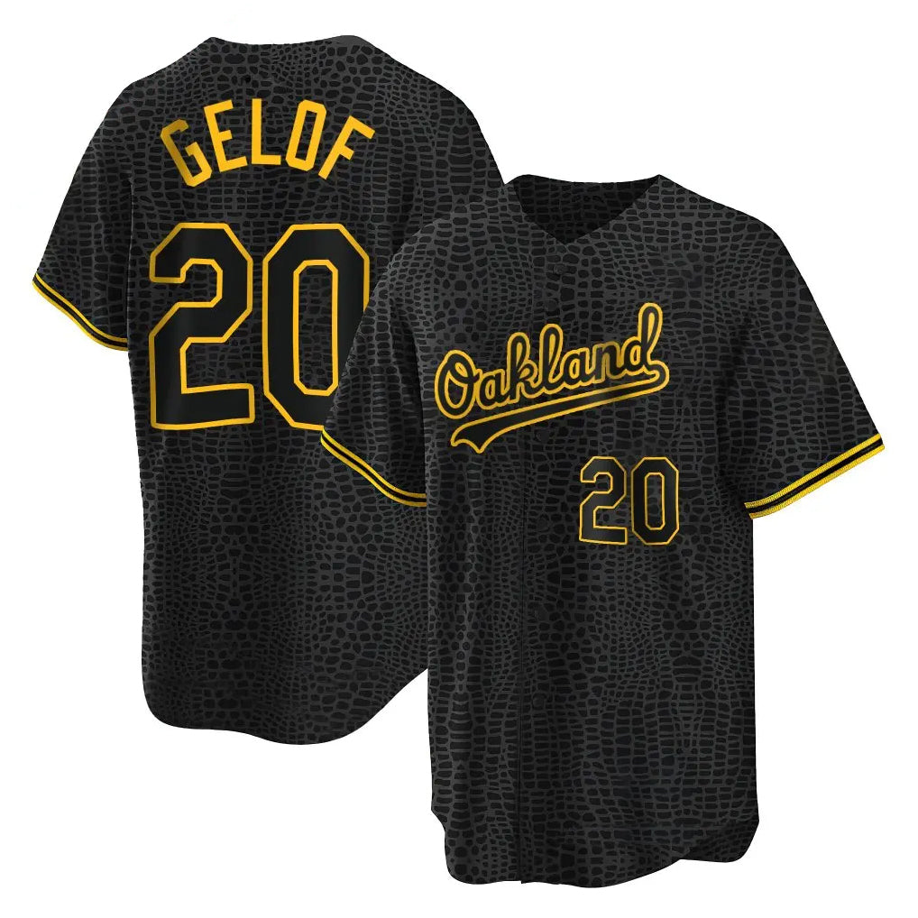 Athletics #20 Zack Gelof Player Black Snake Skin City Home Game Jdoa Stitched Jerseys