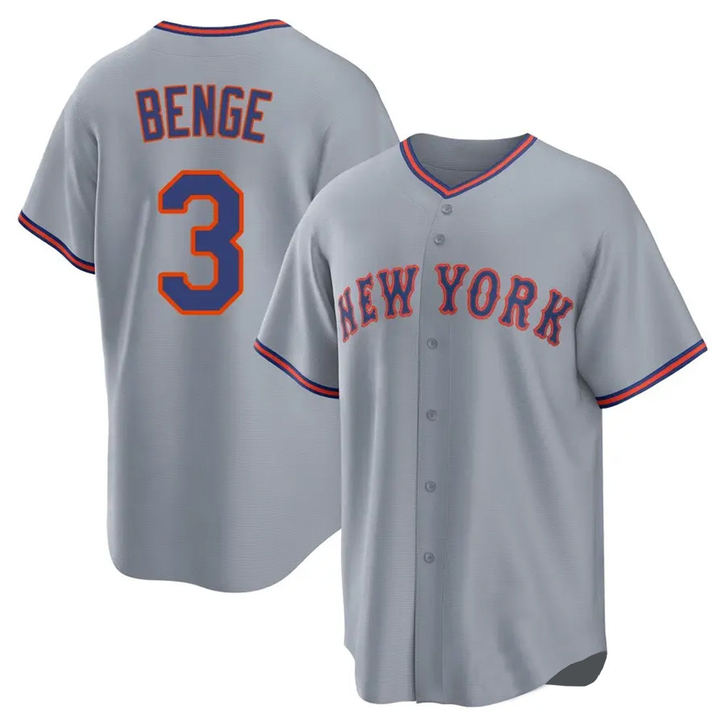 NY.Mets #3 Carson Benge Player Gray Road Home Game Jdoa Stitched Jerseys