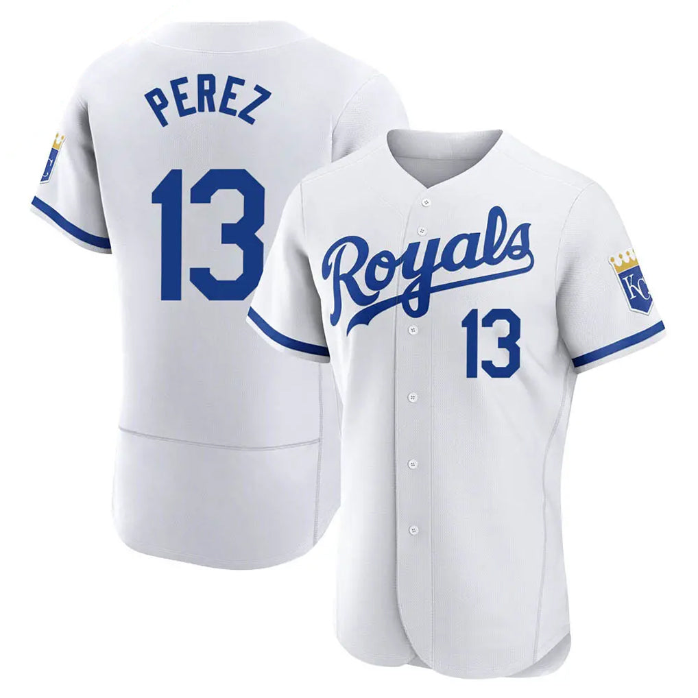 KC.Royals #13 Salvador Perez Player White Limited Elite Home Game Jdoa Stitched Jerseys