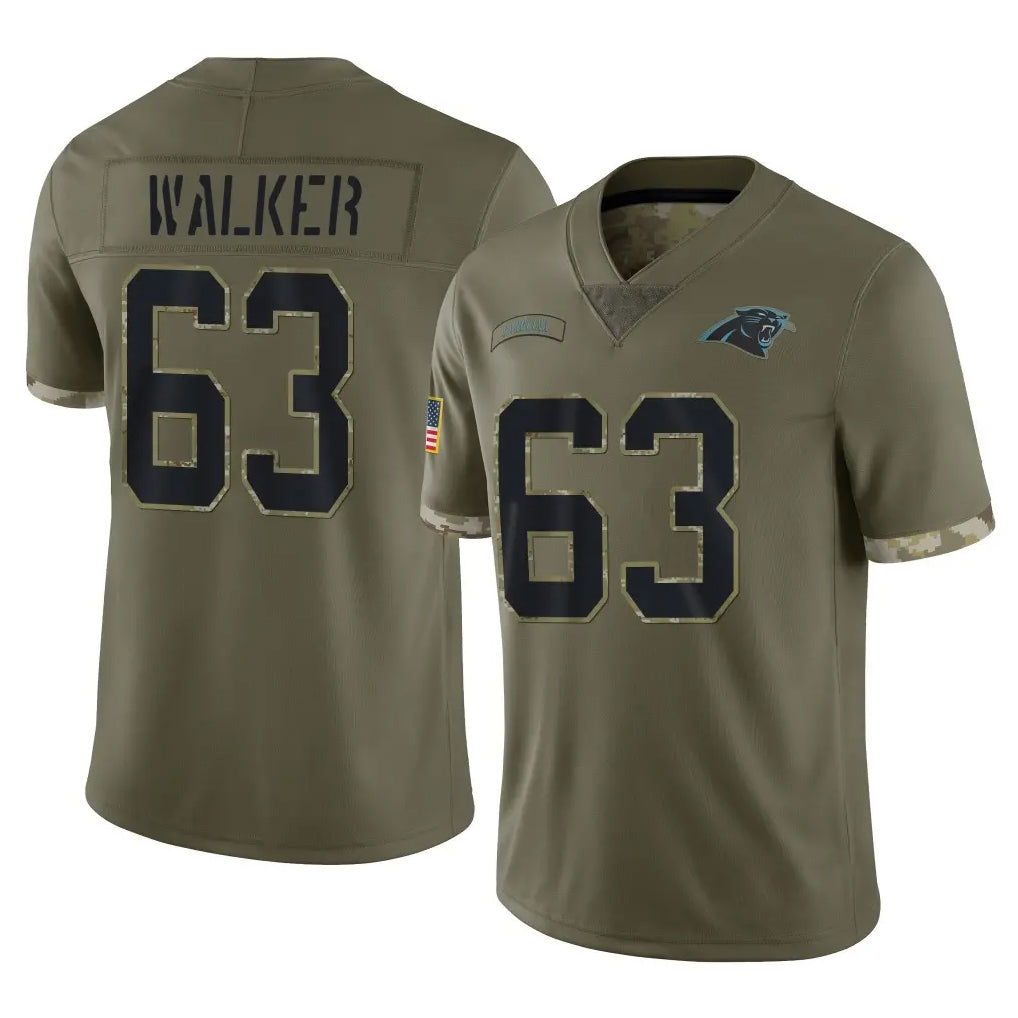 C.Panthers #63 Rasheed Walker Player Olive Salute to Service Game Jdoa Stitched Jerseys