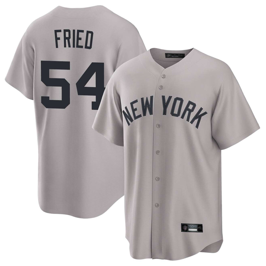 NY.Yankees #54 Max Fried Player Gray Game Home Jdoa Stitched Jerseys