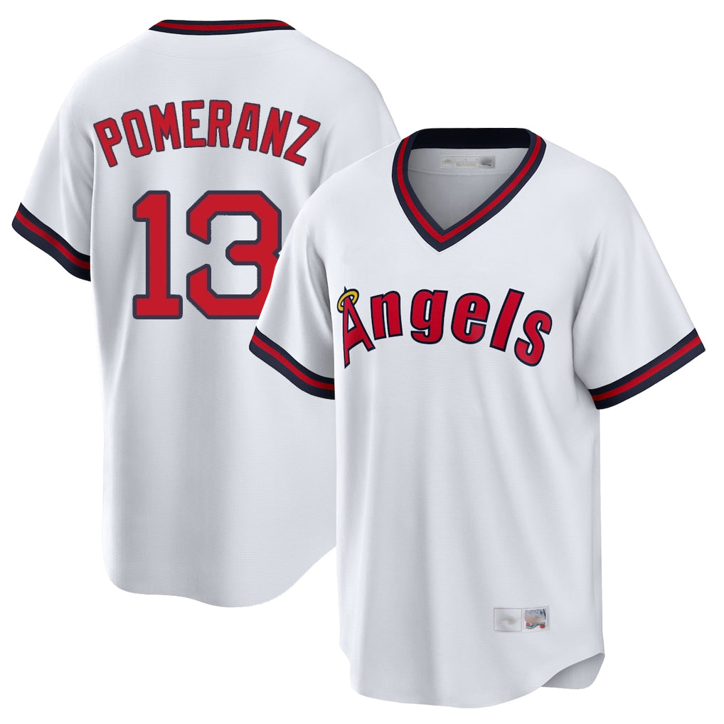 LA.Angels #13 Drew Pomeranz Player White T-shirt Home Game Jdoa Stitched Jerseys