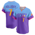 C.Rockies #7 Matt Holliday Player Purple-Light Blue City Connect Limited Home T-shirt Jdoa Stitched Jerseys