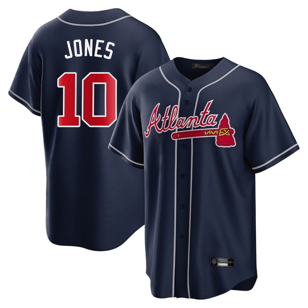 A.Braves #10 Chipper Jones Player Navy Home Game Jdoa Stitched Jerseys
