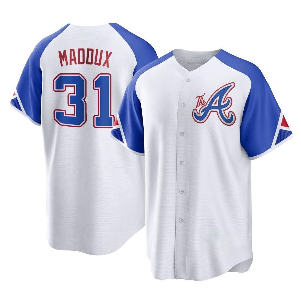 A.Braves #31 Greg Maddux Player White City Connect Home Game Jdoa Stitched Jerseys