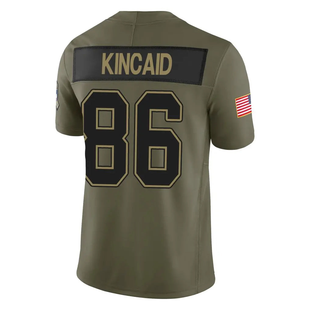 B.Bills #86 Dalton Kincaid Player Olive Salute to Service Limited Home Game Jdoa Stitched Jerseys