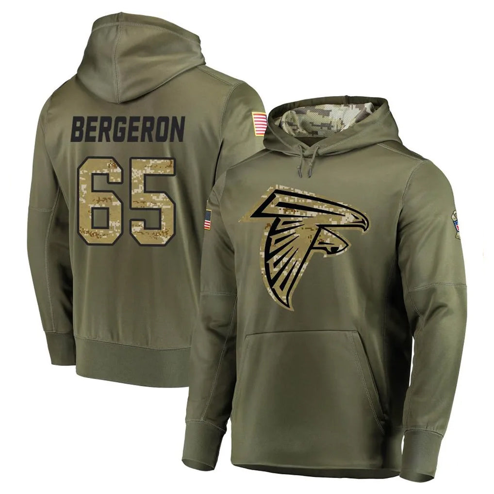 A.Falcons #65 Matthew Bergeron Player Olive Salute to Service Hoodies Jdoa Stitched Jerseys