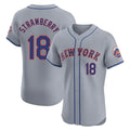 NY.Mets #18 Darryl Strawberry Player Gray Road Limited Elite Home Jdoa Stitched Jerseys