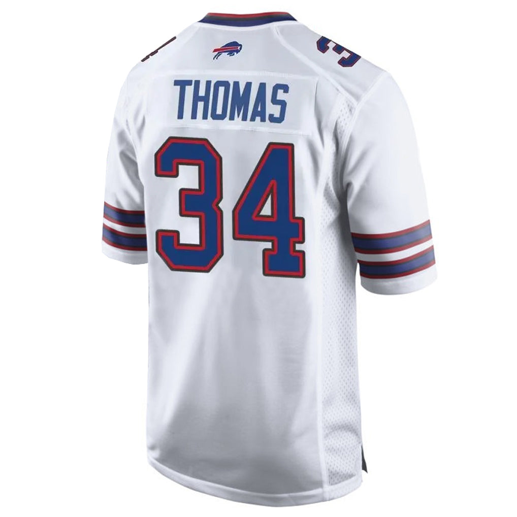B.Bills #34 Thurman Thomas Player White Home Game Jdoa Stitched Jerseys