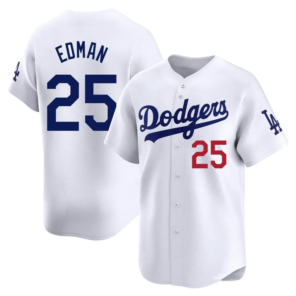 LA.Dodgers #25 Tommy Edman Player White Limited Home Jdoa Stitched Jerseys