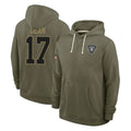 LV.Raiders #17 Nakobe Dean Player Olive Salute to Service Pullover Hoodies Limited Stitched Jerseys