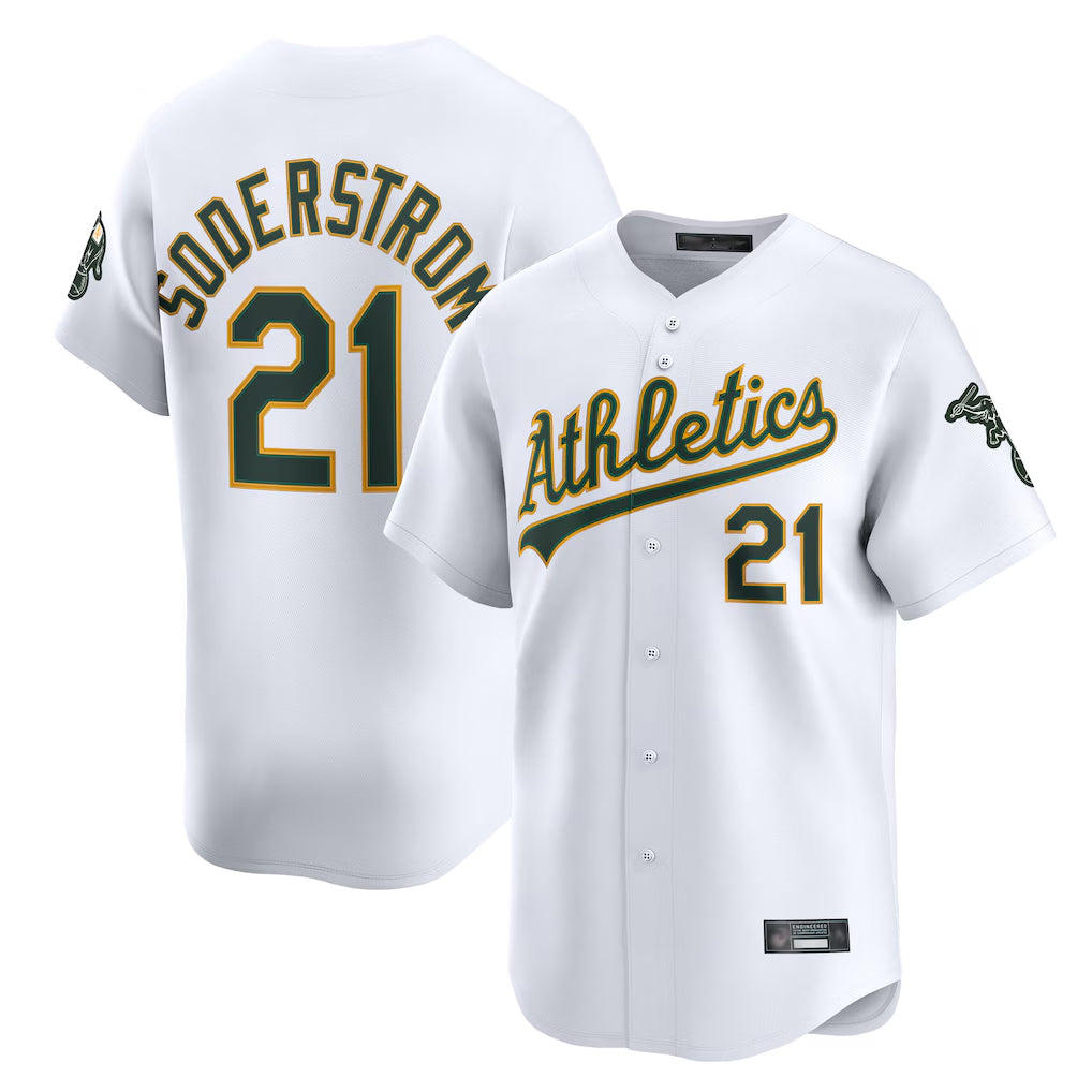 Athletics #21 Tyler Soderstrom Player White Limited Home Game Jdoa Stitched Jerseys