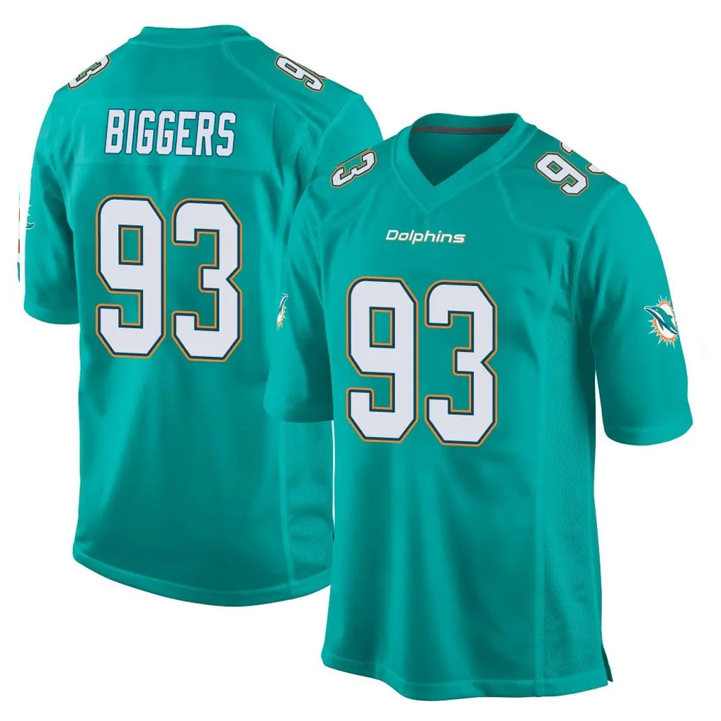 M.Dolphins #93 Zeek Biggers Player Aqua Team Color Home Game Jdoa Stitched Jerseys