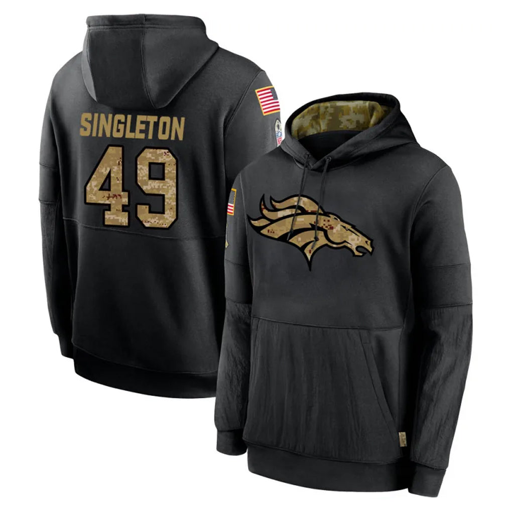 D.Broncos #49 Alex Singleton Player Black Salute to Service Pullover Hoodies Limited Jdoa Stitched Jerseys