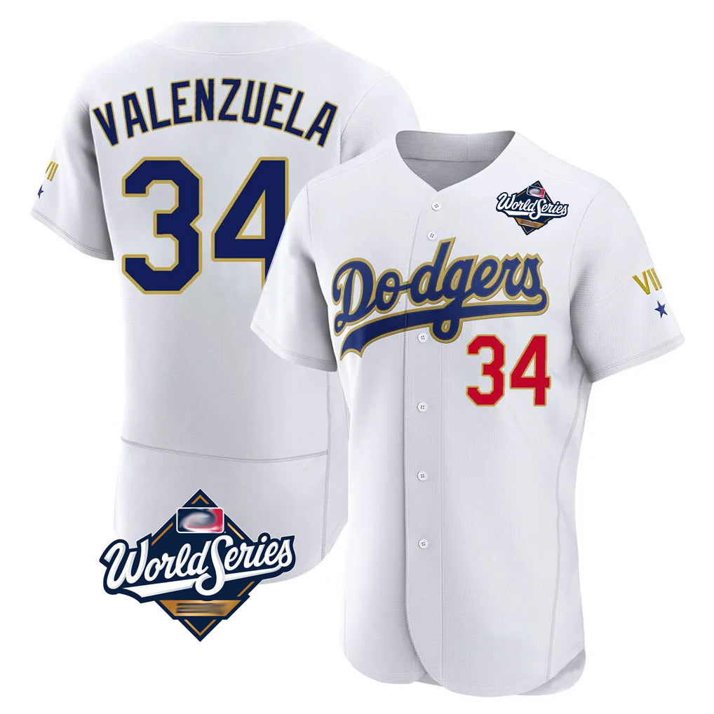 LA.Dodgers #34 Fernando Valenzuela Player Gold White World Series 2026 Collection Stadium Limited Elite Jdoa Stitched Jerseys