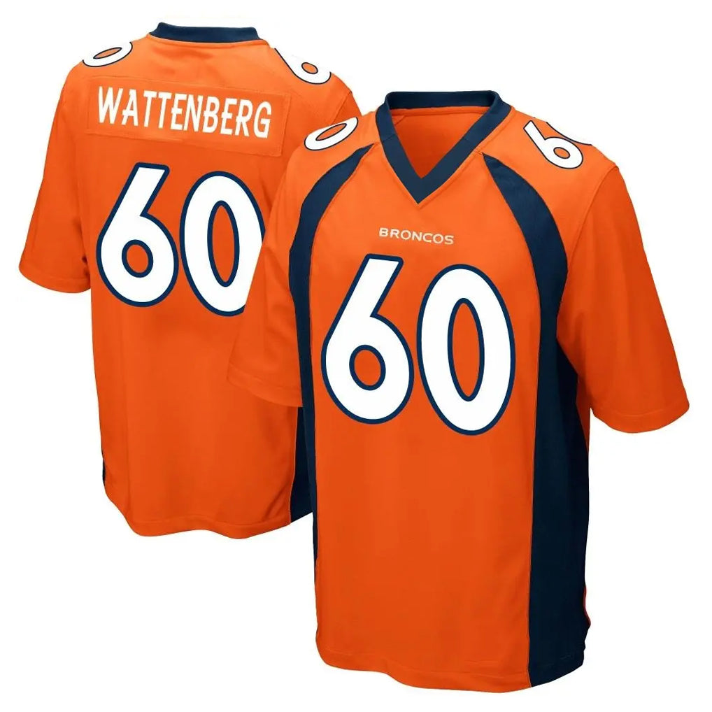 D.Broncos #60 Luke Wattenberg Player Orange Color Home Game Jdoa Stitched Jerseys