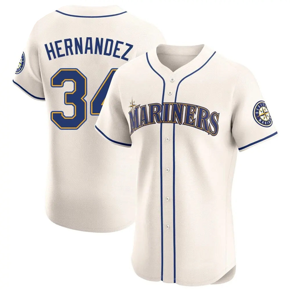 S.Mariners #34 Felix Hernandez Player Cream Home Limited Elite Jdoa Stitched Jerseys
