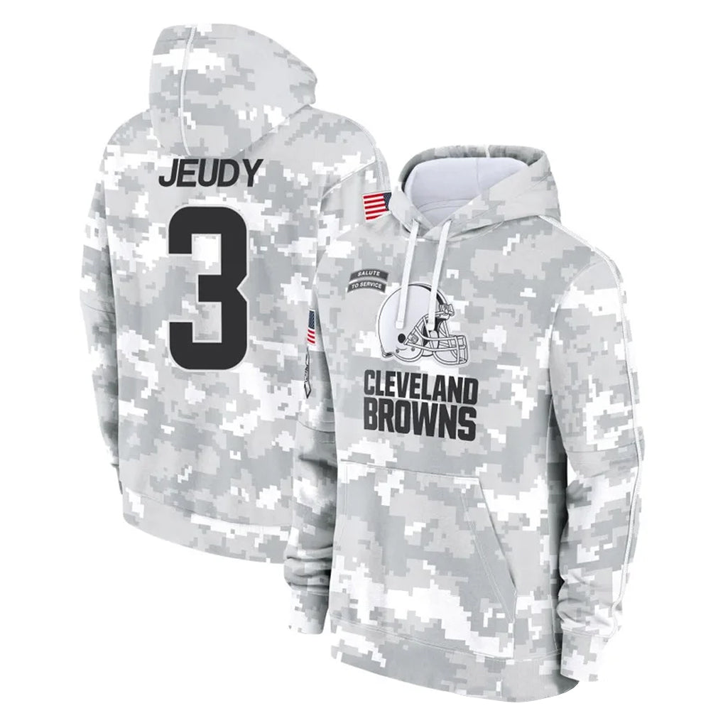 C.Browns #3 Jerry Jeudy Player Arctic Camo Salute to Service Hoodies Limited Game Jdoa Stitched Jerseys