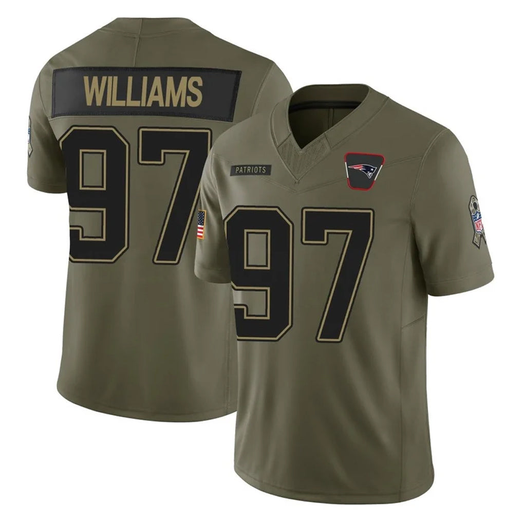 NE.Patriots #97 Milton Williams Player Olive 2025 Salute To Service Limited Jdoa Stitched Jerseys