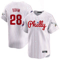 P.Phillies #28 Alec Bohm Player White Pinstripe Phillies & Eagles Vapor Premier Limited Jdoa Stitched Jerseys