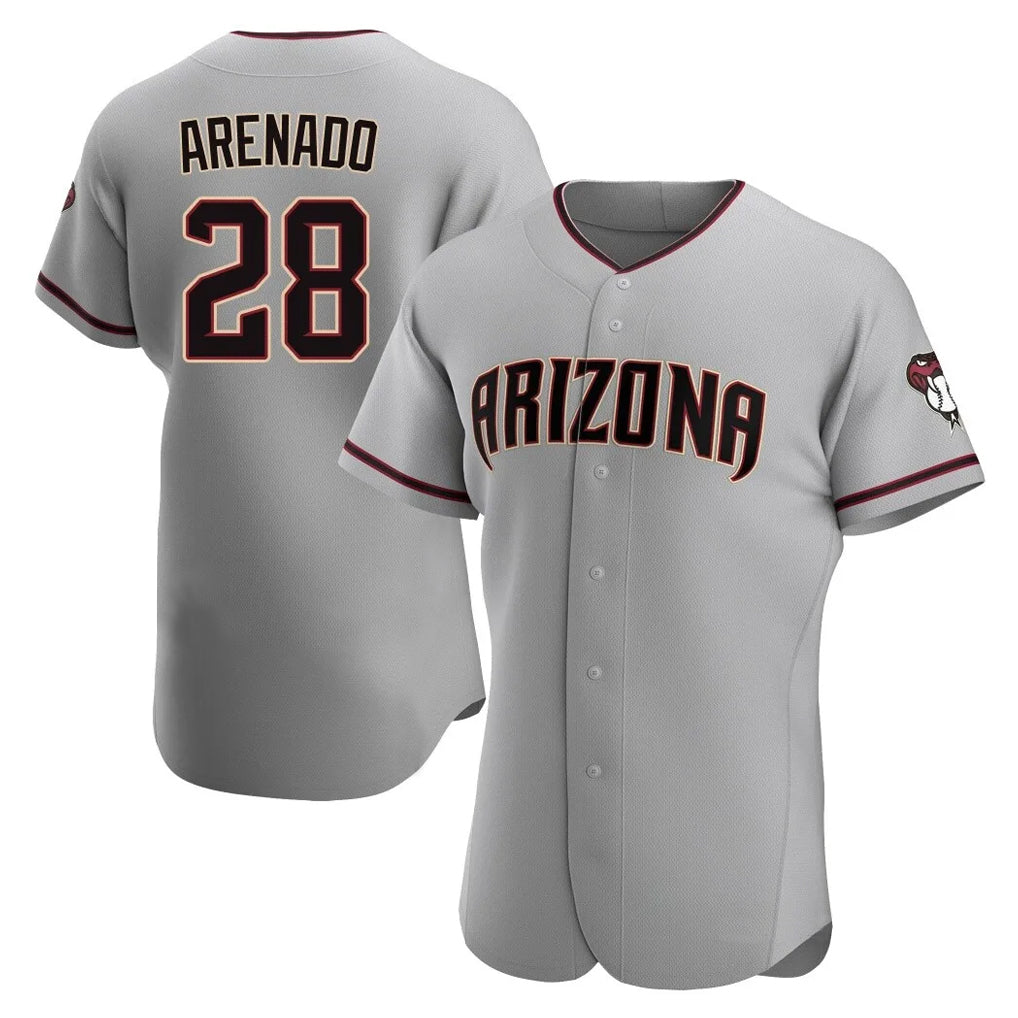 A.Diamondbacks #28 Nolan Arenado Player Gray Road Limited Elite Home Game Jdoa Stitched Jerseys