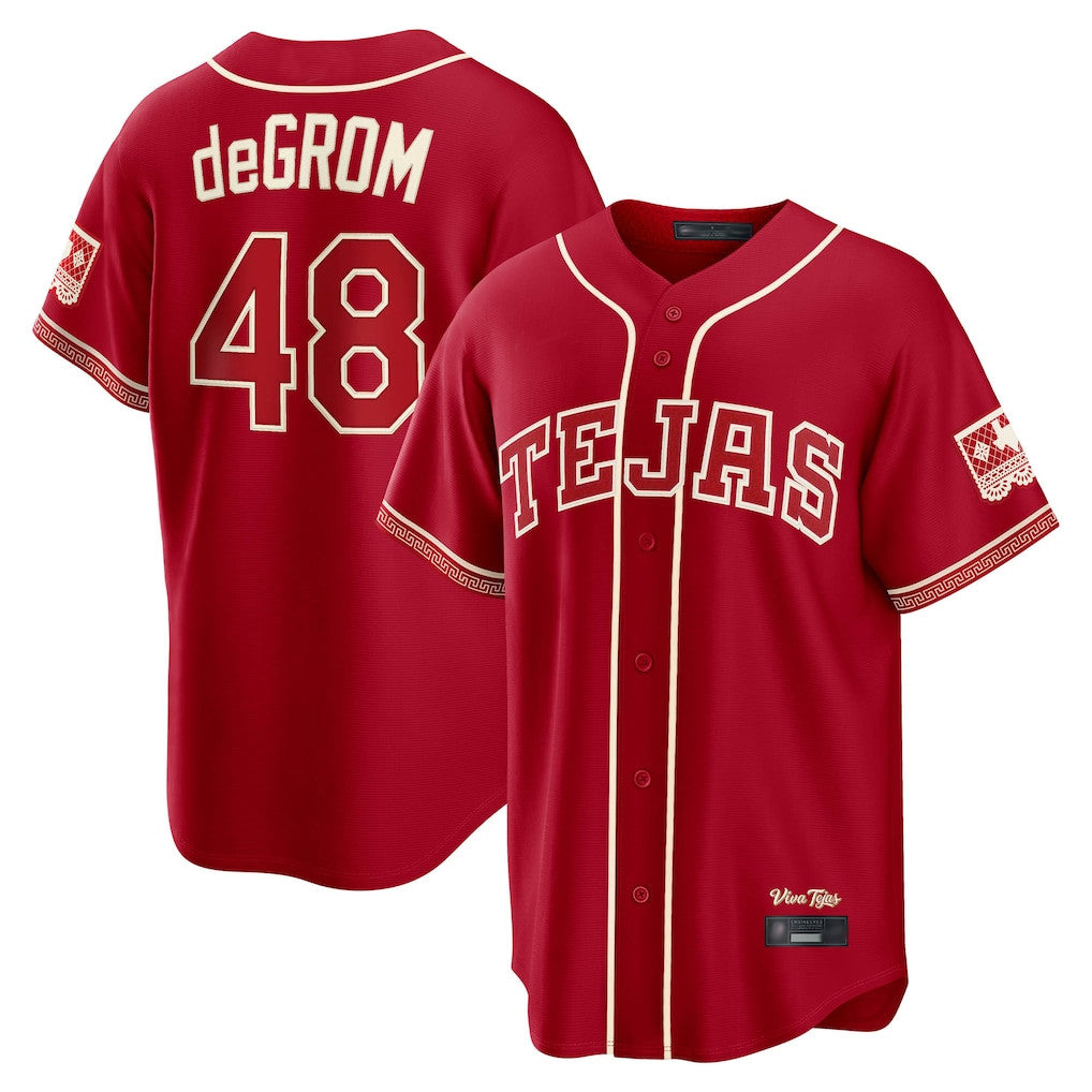 T.Rangers #48 Jacob deGrom Player Red 2026 City Connect Limited Jdoa Stitched Jerseys