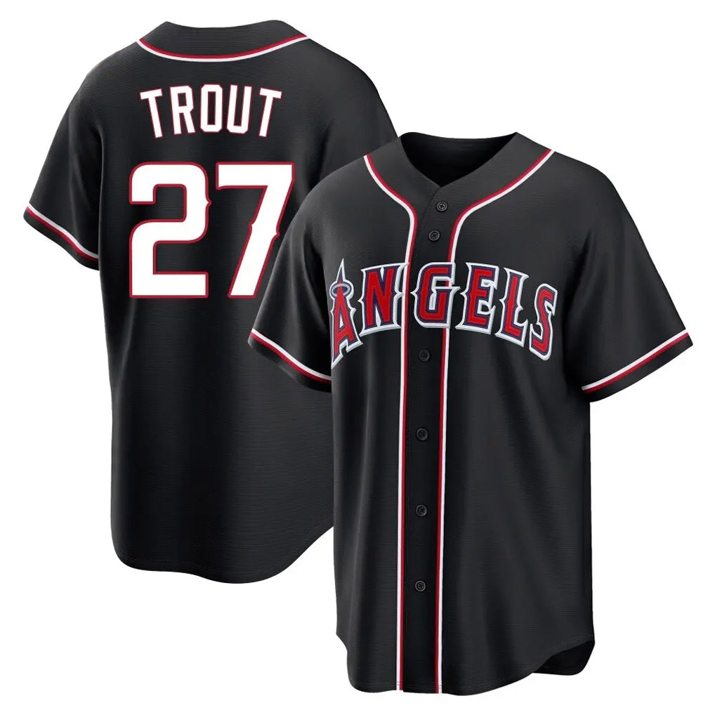 LA.Angels #27 Mike Trout Player Black Fashion Out Home Game Jdoa Stitched Jerseys