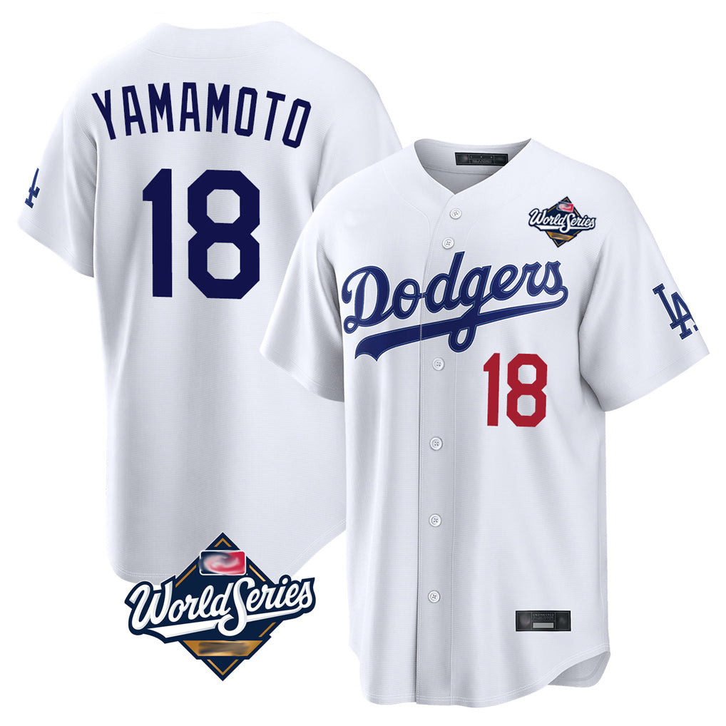 LA.Dodgers #18 Yoshinobu Yamamoto Player White World Series Home Game Jdoa Stitched Jerseys