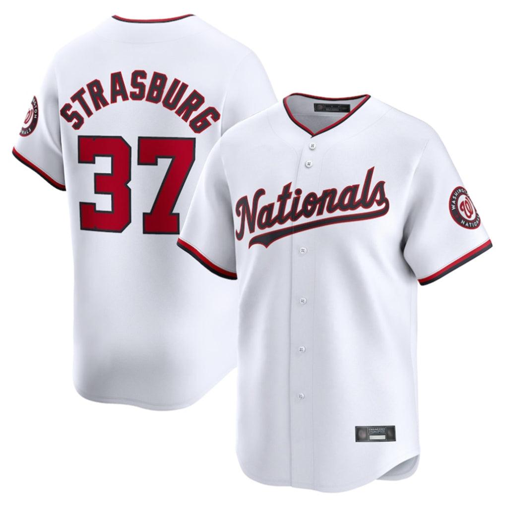 W.Nationals #37 Stephen Strasburg Player White Home Limited Jdoa Stitched Jerseys