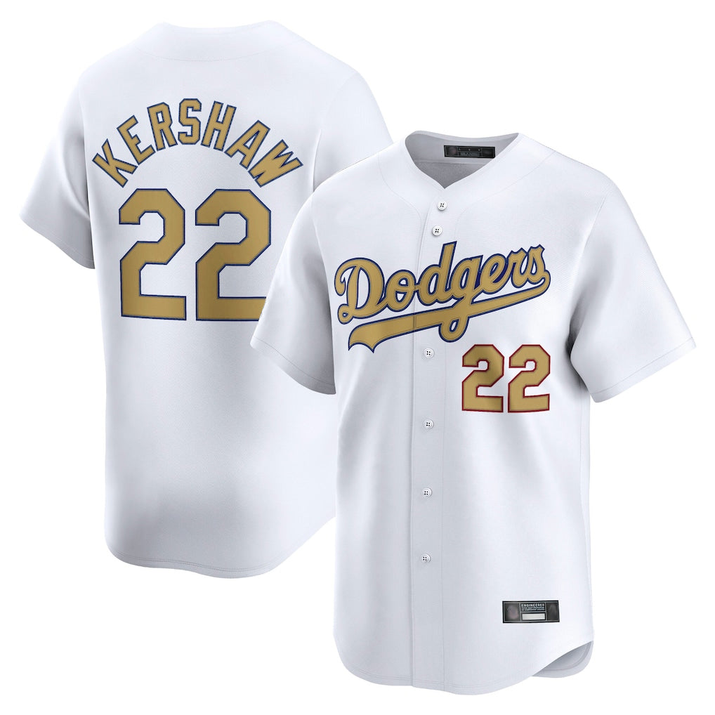 LA.Dodgers #22 Clayton Kershaw Player Gold Collection Limited Home Jdoa Stitched Jerseys