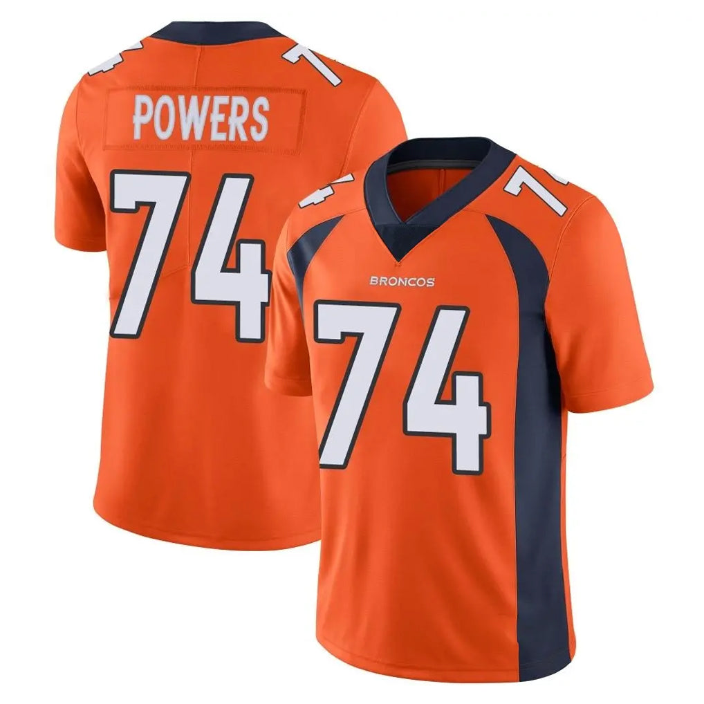 D.Broncos #74 Ben Powers Player Orange Color Vapor Untouchable Limited Game Jdoa Stitched Jerseys