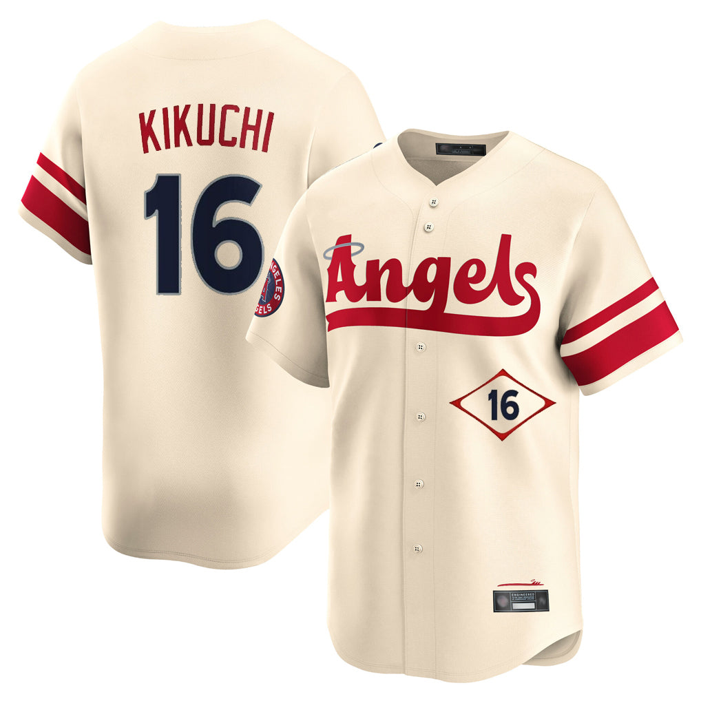 LA.Angels #16 Yusei Kikuchi Player Cream City Connect Limited Home Jdoa Stitched Jerseys