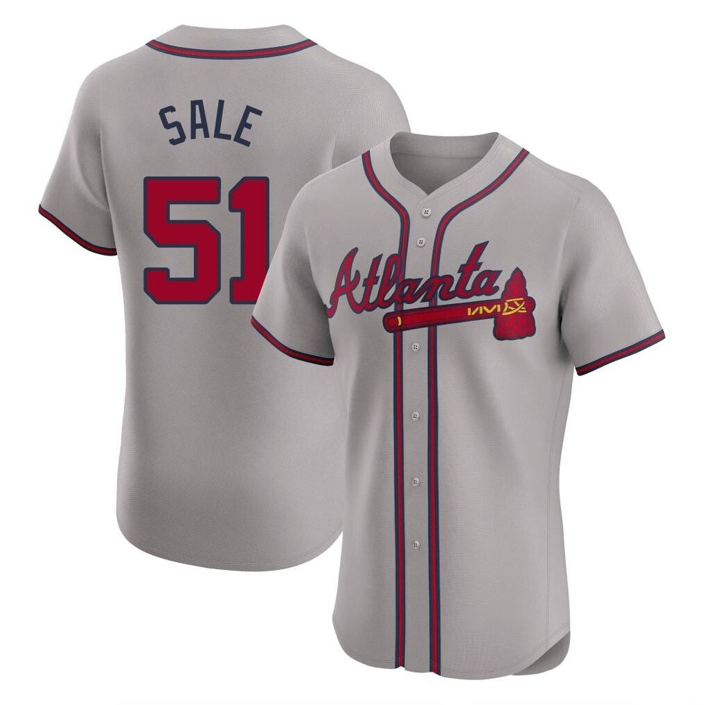 A.Braves #51 Chris Sale Player Gray Limited Elite Home Game Jdoa Stitched Jerseys