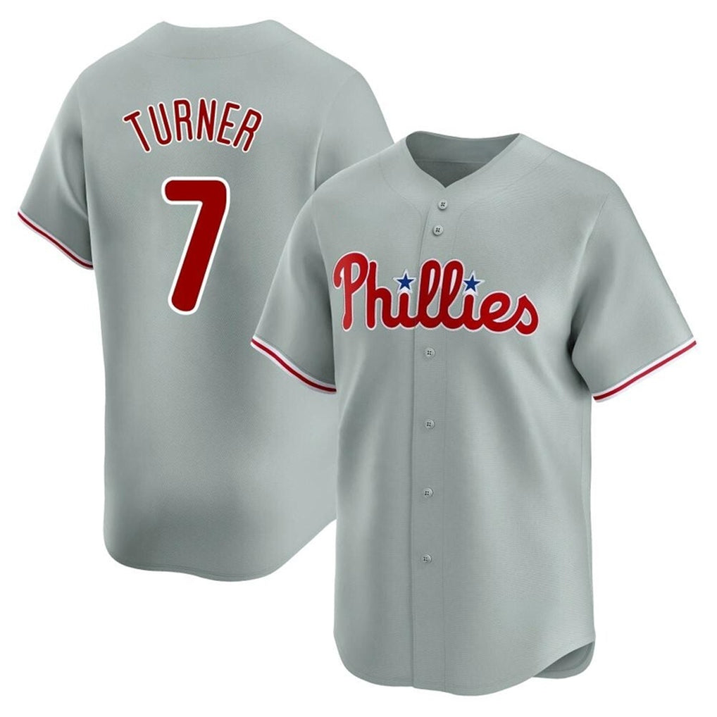 P.Phillies #7 Trea Turner Player Gray Home Limited Jdoa Stitched Jerseys