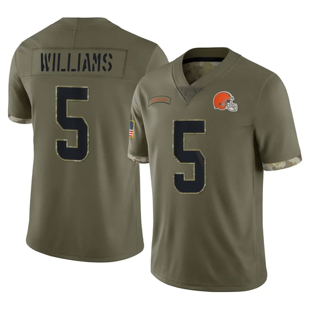 C.Browns #5 Quincy Williams Player Olive Salute to Service Limited Game Jdoa Stitched Jerseys