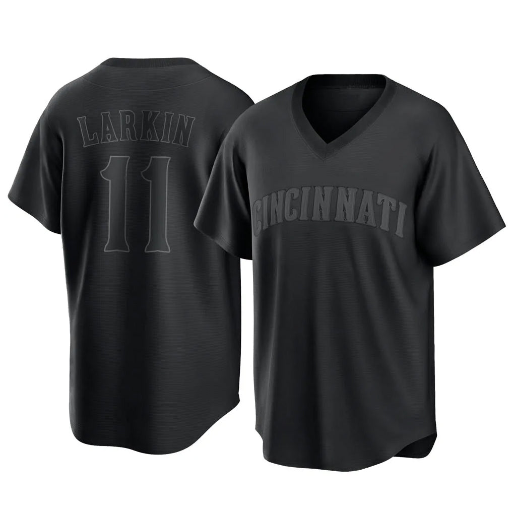 C.Reds #11 Barry Larkin Player Black T-shirt Game Home Jdoa Stitched Jerseys
