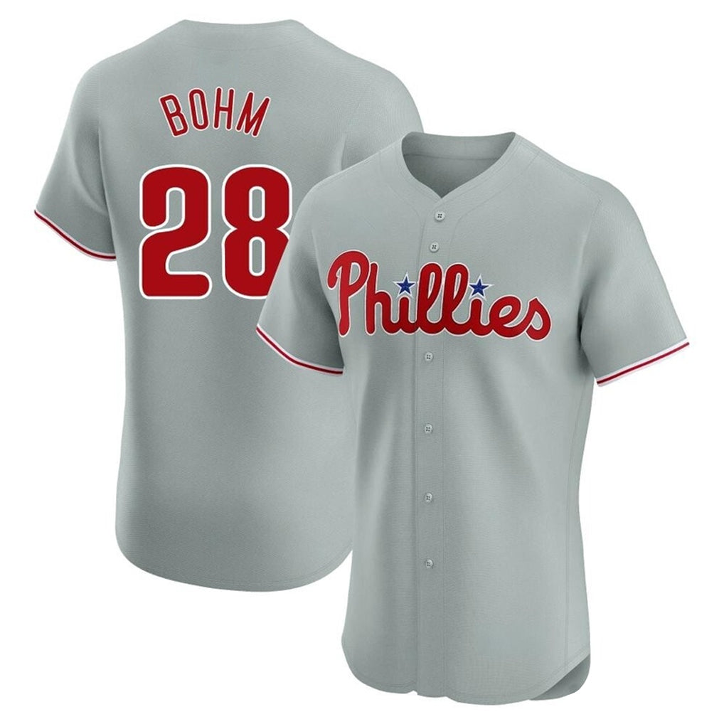 P.Phillies #28 Alec Bohm Player Gray Home Limited Elite Jdoa Stitched Jerseys