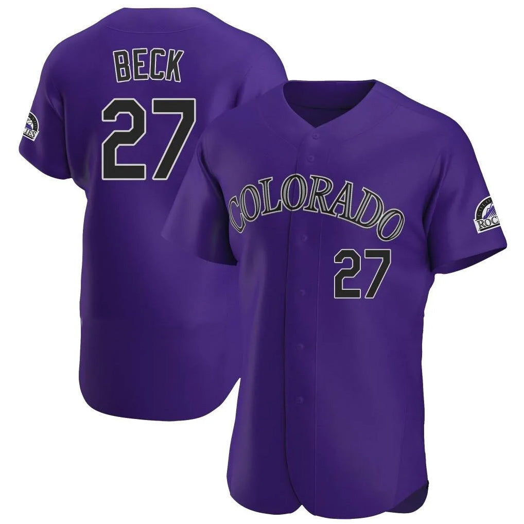 C.Rockies #27 Jordan Beck Player Purple Limited Elite Home Jdoa Stitched Jerseys