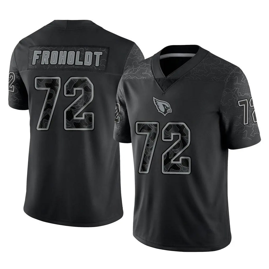 A.Cardinals #72 Hjalte Froholdt Player Black RFLCTV Limited Home Game Jdoa Stitched Jerseys
