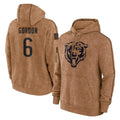 C.Bears #6 Kyler Gordon Player Brown Salute to Service Pullover Hoodies Limited Jdoa Stitched Jerseys