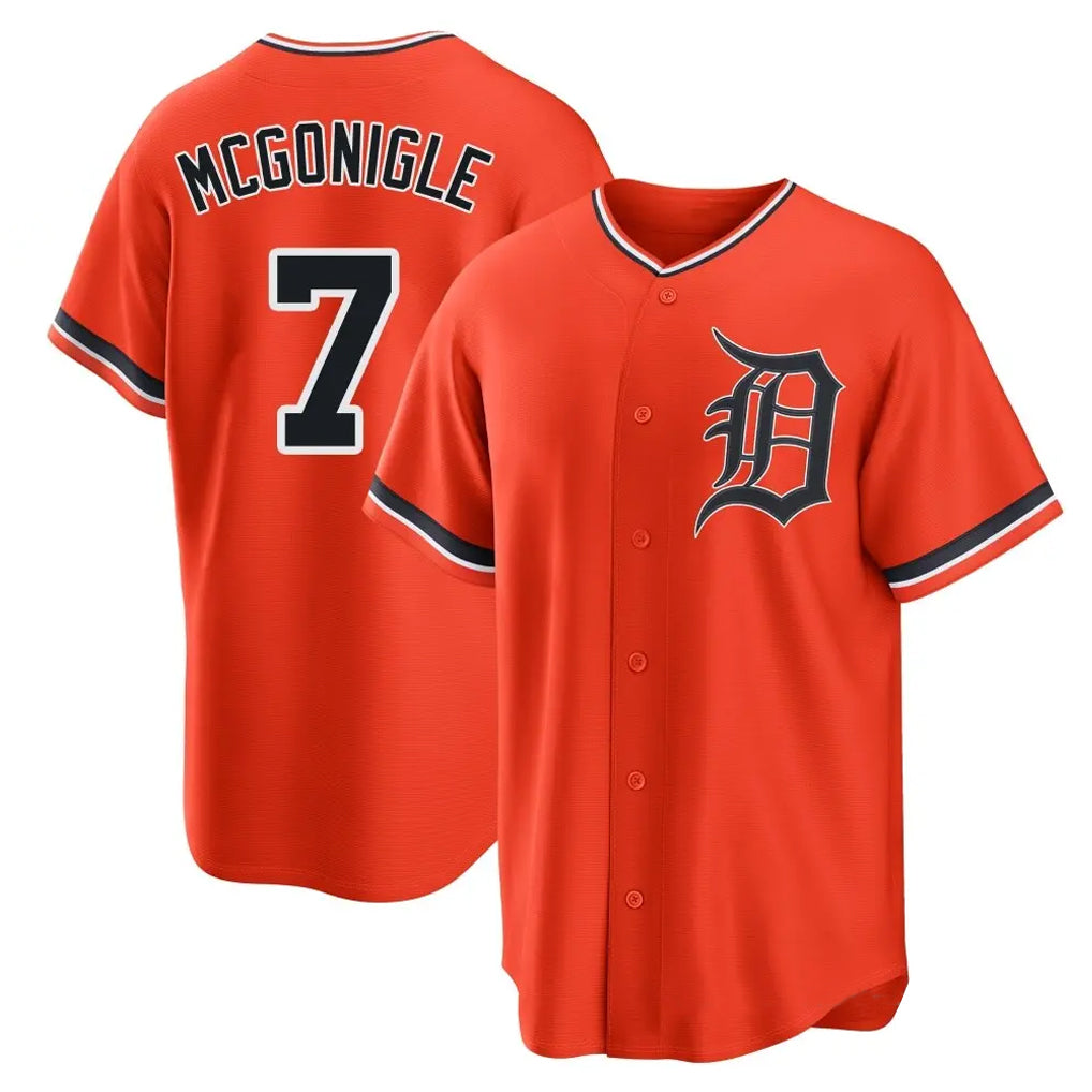 D.Tigers #7 Kevin McGonigle Player Orange Home Game Jdoa Stitched Jerseys