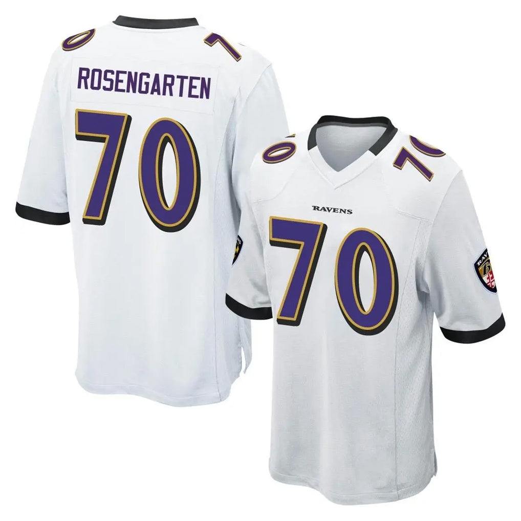 B.Ravens #70 Roger Rosengarten Player White Alternate Home Game Jdoa Stitched Jerseys