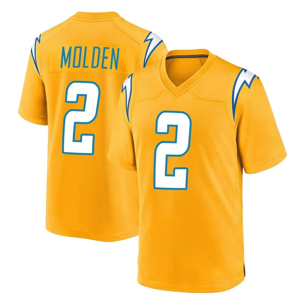 LA.Chargers #2 Elijah Molden Player Gold Home Game Stitched Jerseys